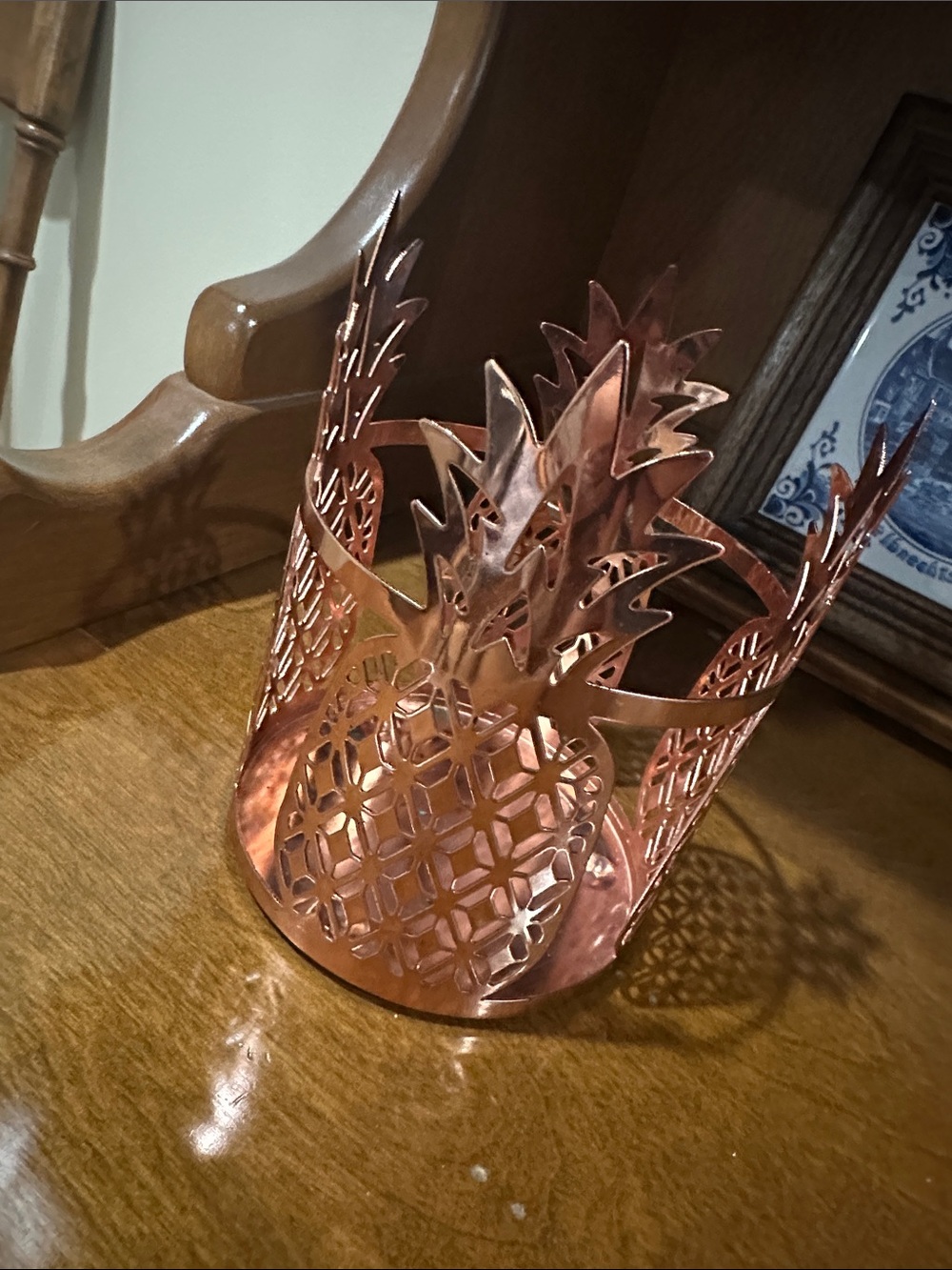 Decorative Pineapple Metal Candle Holder - Rose Copper
